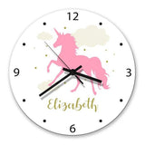 Pink Unicorn Glass Clock