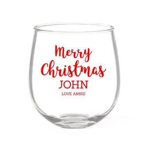 Merry Christmas Stemless Wine Glass
