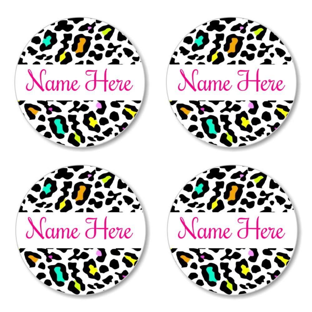 Leopard Print Round Name Labels 30pk Officeworks Photos