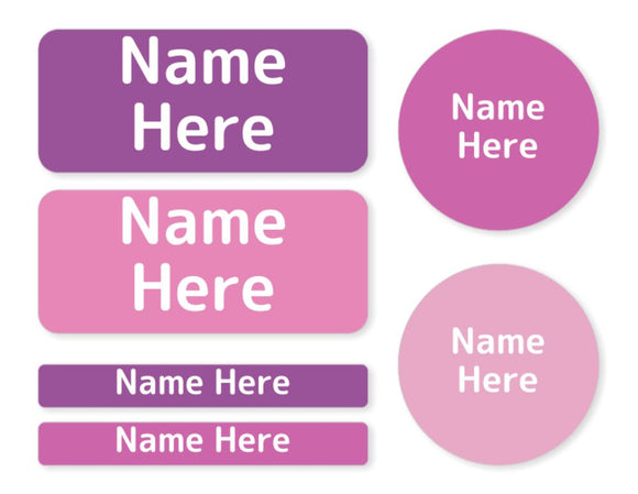 Multi Colour - Magenta Mixed Name Label Pack