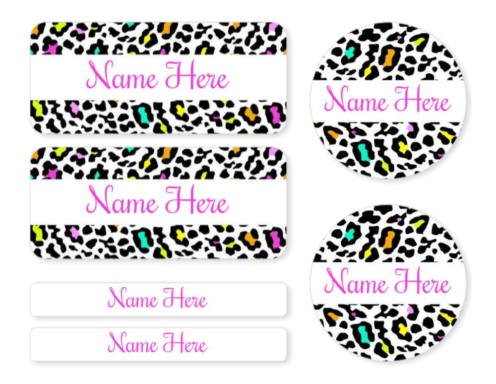 Leopard Print Mixed Name Label Pack – Officeworks Photos