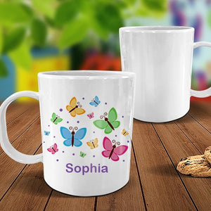 Butterfly White Plastic Mug