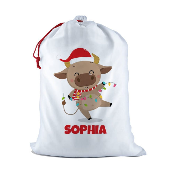 Cow White Santa Sack