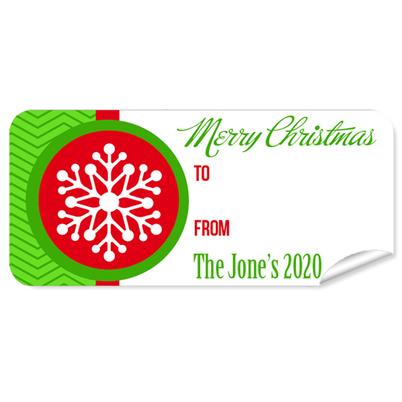 Red Snow Flake Christmas Labels 27pk