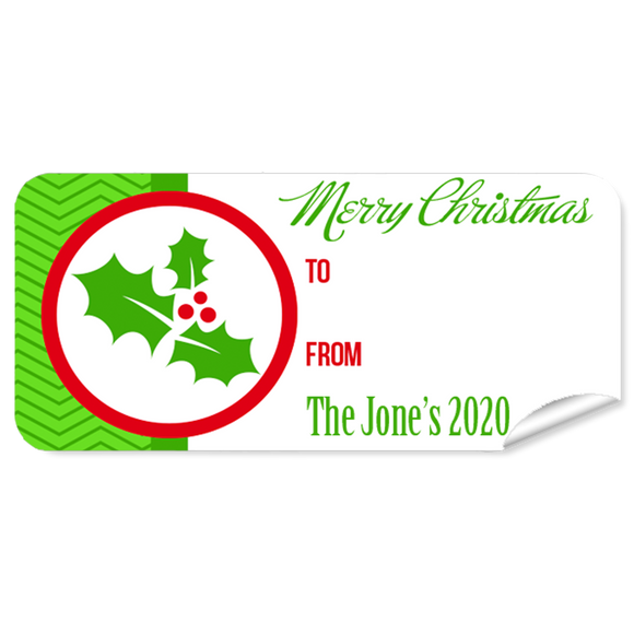 Red Holly Christmas Labels 27pk