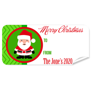 Green Santa Christmas Labels 27pk