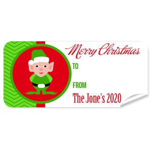 Green Elf Christmas Labels 27pk