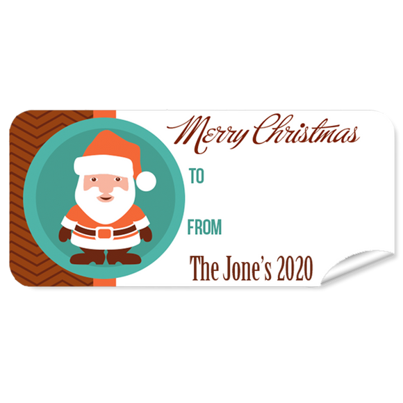 Orange Santa Christmas Labels 27pk