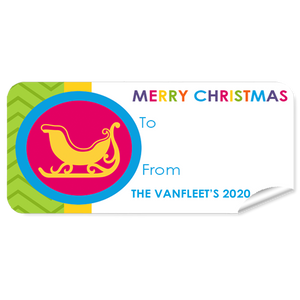 Gold Sleigh Christmas Labels 27pk