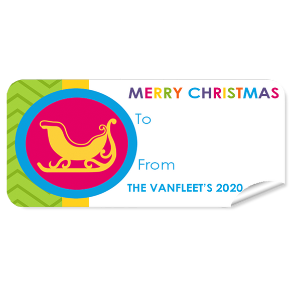 Gold Sleigh Christmas Labels 27pk