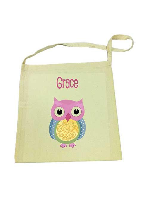 Pink Owl Calico Tote Bag