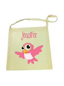 Pink Bird Calico Tote Bag