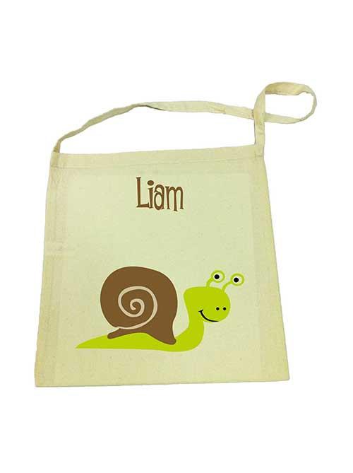 Green Snail Calico Tote Bag