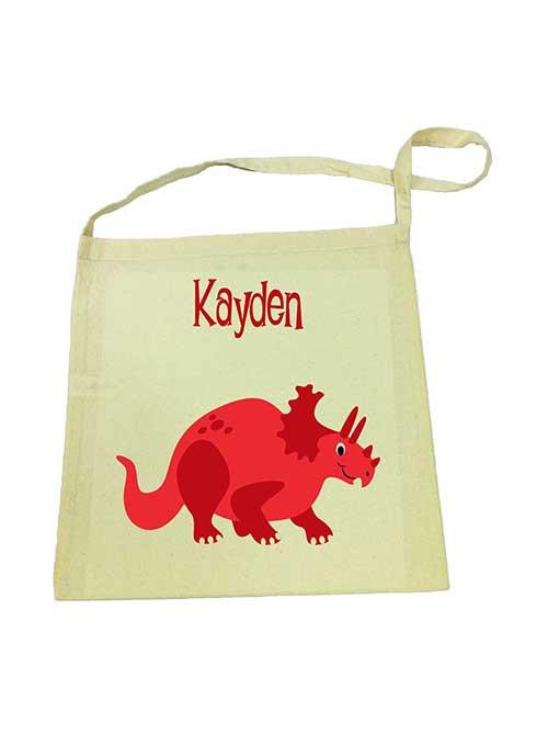 Red Dinosaur Calico Tote Bag