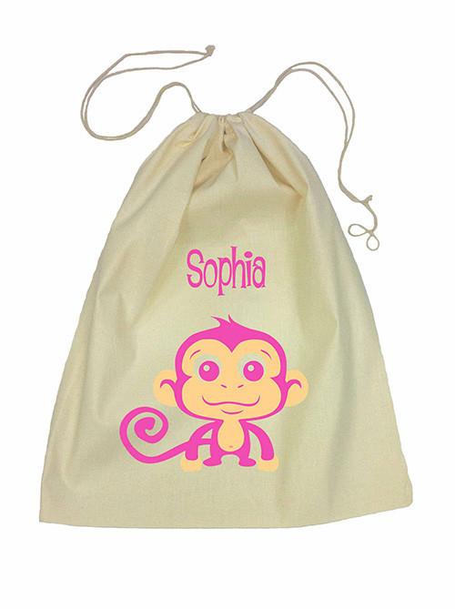 Pink Monkey Bag Drawstring