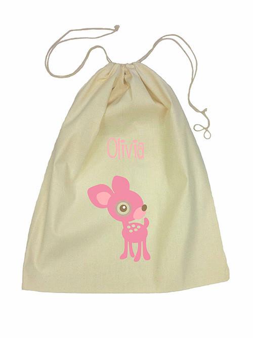 Pink Deer Bag Drawstring