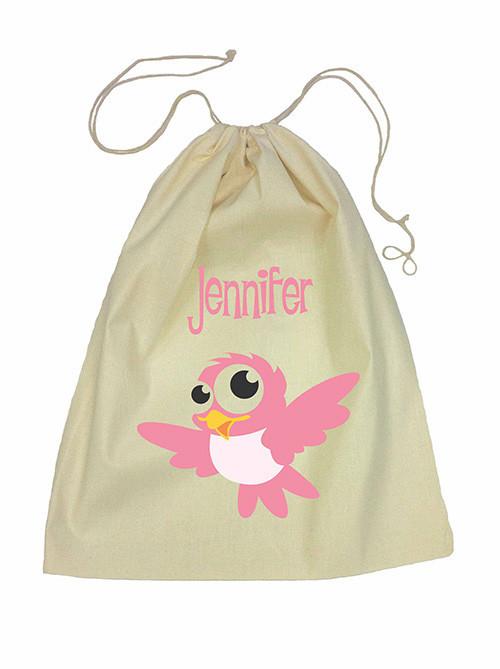 Pink Bird Bag Drawstring