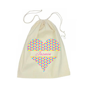 Heart Calico Drawstring Bag