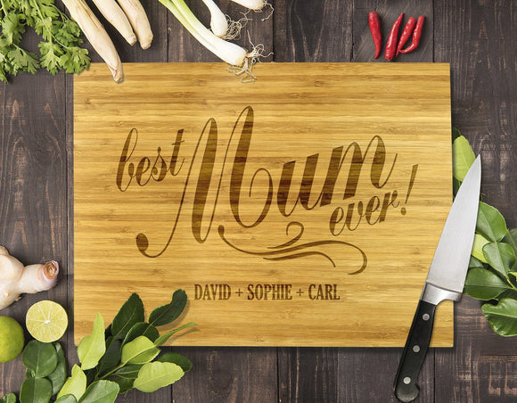 Best Mum Ever Bamboo Cutting Board 8x11