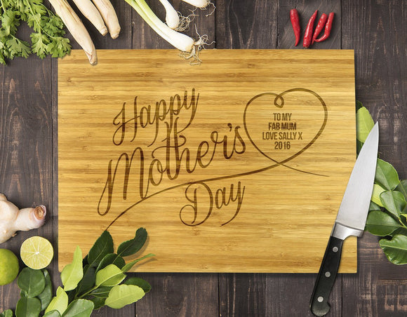 Happy Mother's Day Bamboo Cutting Board 8x11