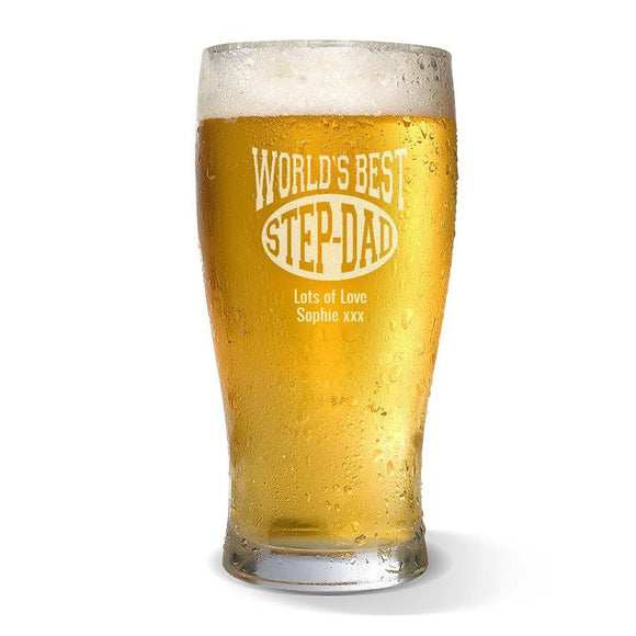 World's Best Step-Dad Standard 425ml Beer Glass