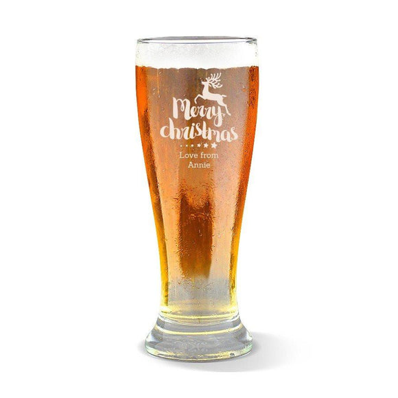 Reindeer Christmas Premium 285ml Beer Glass