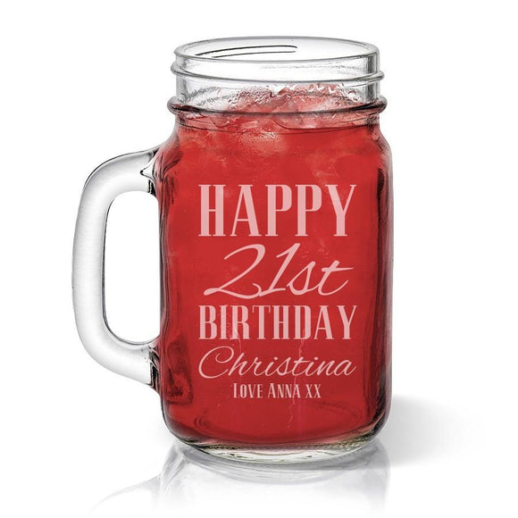 Classic Happy Birthday Mason Jar