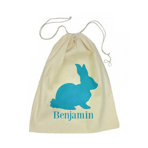 Blue Bunny Calico Drawstring Bag