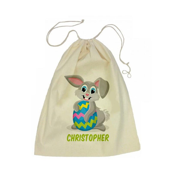 Easter Bunny Calico Drawstring Bag