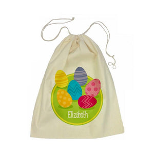 Easter Eggs Calico Drawstring Bag