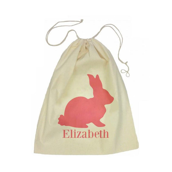 Pink Bunny Calico Drawstring Bag