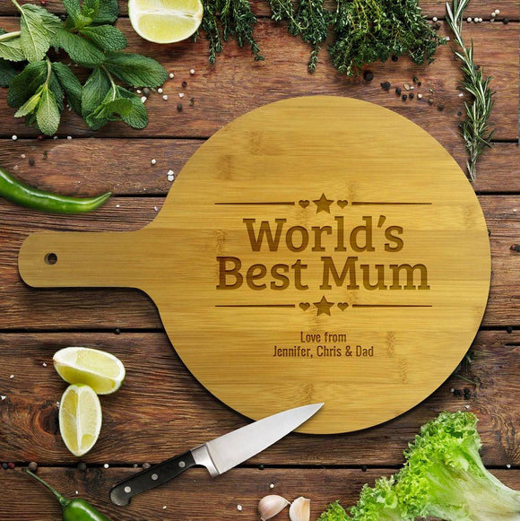 World's Best Mum Round Bamboo Paddle Board