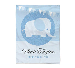 Blue Elephant Blanket Small