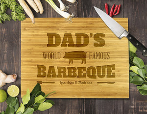 Dad's Famous Barbeque Bamboo Cutting Board 8x11"