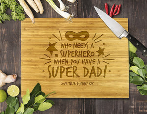 Super Dad Bamboo Cutting Board 12x16"