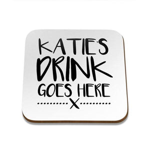 Drink Goes Here Square Coaster - Single