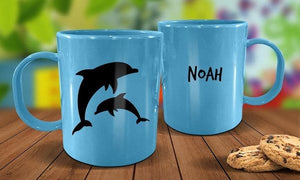 Dolphins Plastic Mug - Blue