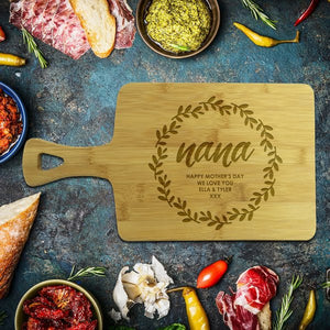 Wreath Rectangle Bamboo Serving Board