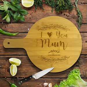 Love You Round Bamboo Serving Board