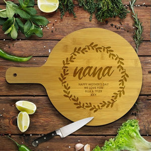 Wreath Round Bamboo Serving Board