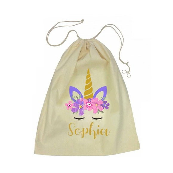 Calico Drawstring Bag - Unicorn