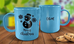 Snowman Plastic Christmas Mug  - Blue