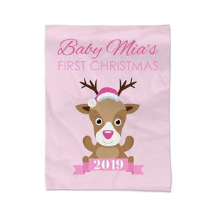 Pink First Christmas Blanket - Large