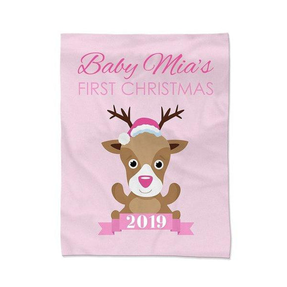 Pink First Christmas Blanket - Large