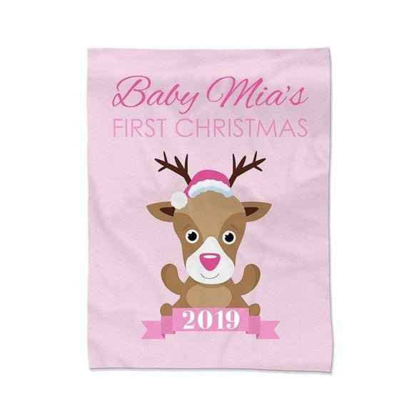 Pink First Christmas Blanket - Small