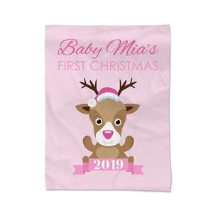 Pink First Christmas Blanket - Medium