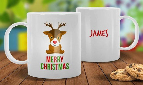 Cute Reindeer White Plastic Mug