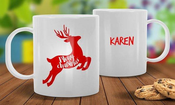 Reindeer White Plastic Mug