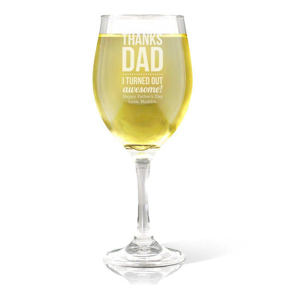 Thanks Dad Wine Glass