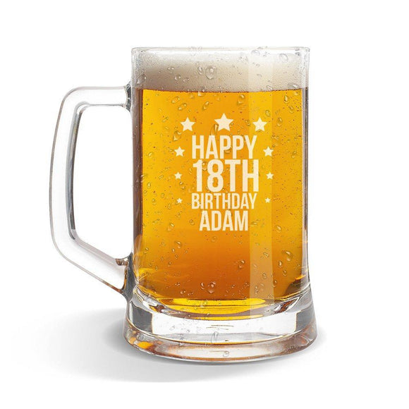 Star Birthday Glass Beer Mug